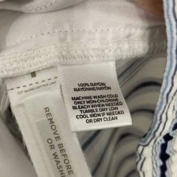 Ann Taylor LOFT Blue/White Striped Soft Rayon Comfy Wide Leg Pants - Size L - Picture 4 of 4